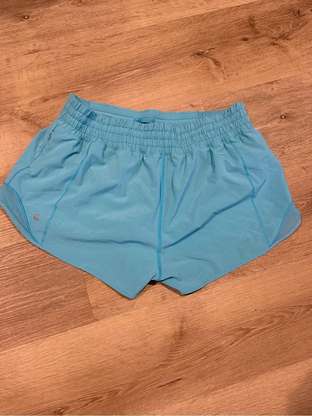 lululemon athletica Light Blue Run Short with Built-In Liner